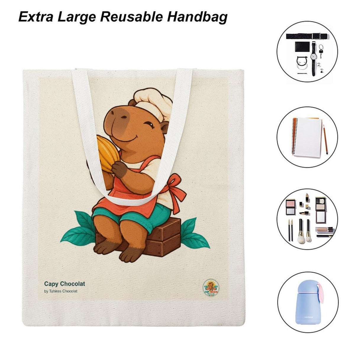 Sac en toile CAPYBEACH — Capy Chocolat · Fille · by Tahiras Chocolat
