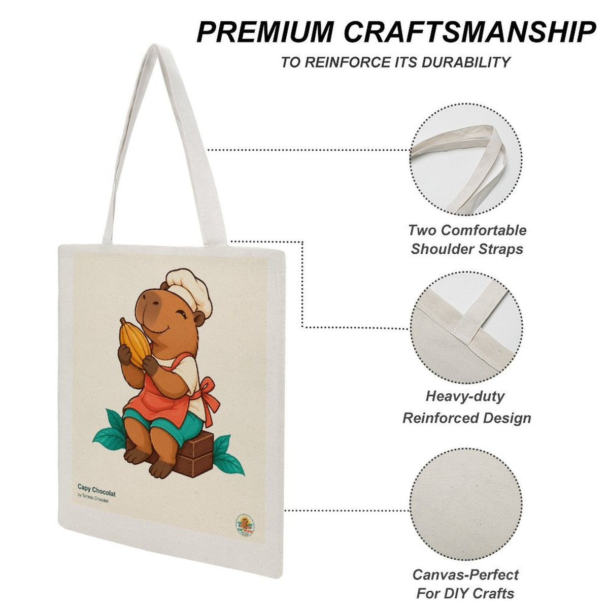 Sac en toile CAPYBEACH — Capy Chocolat · Fille · by Tahiras Chocolat