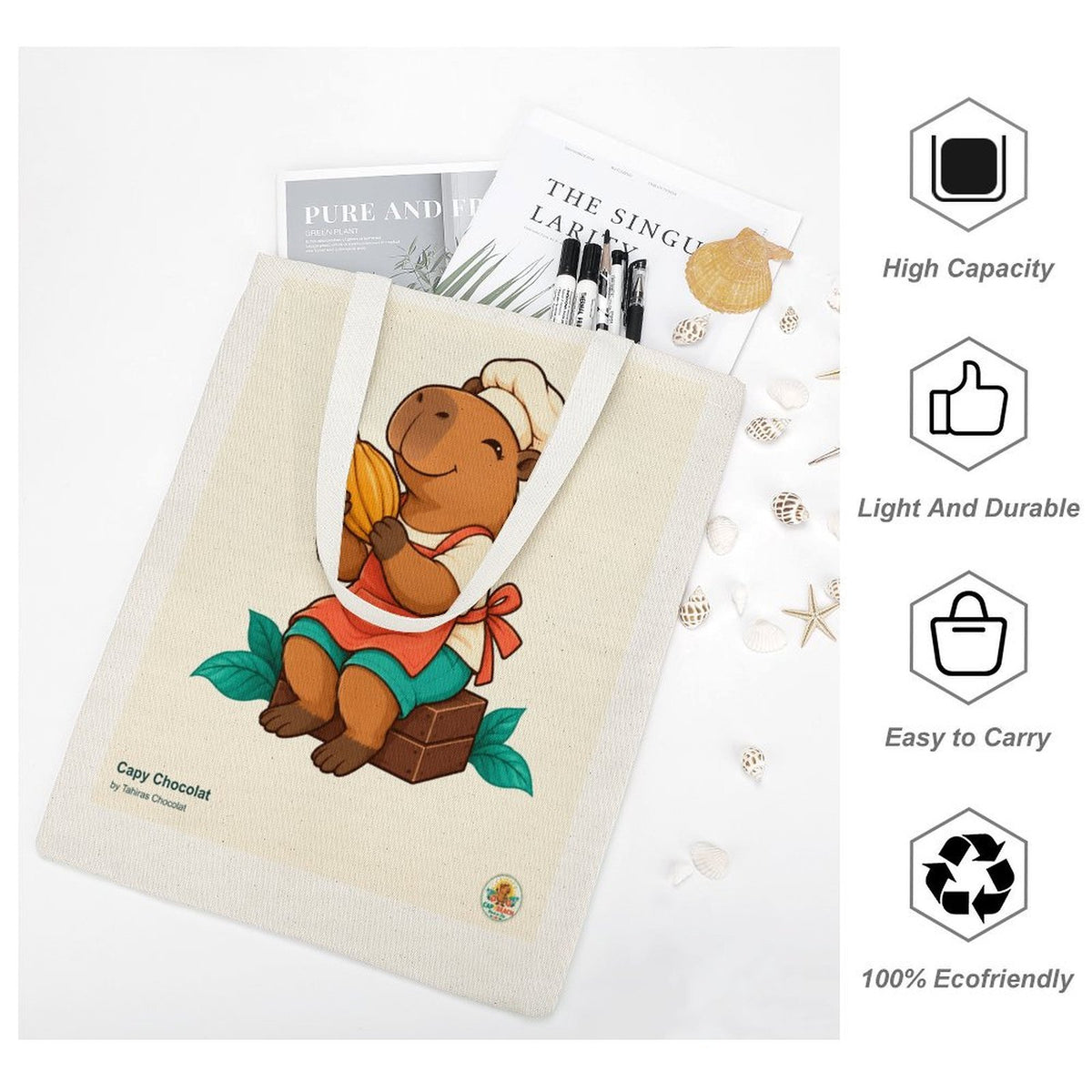 Sac en toile CAPYBEACH — Capy Chocolat · Fille · by Tahiras Chocolat