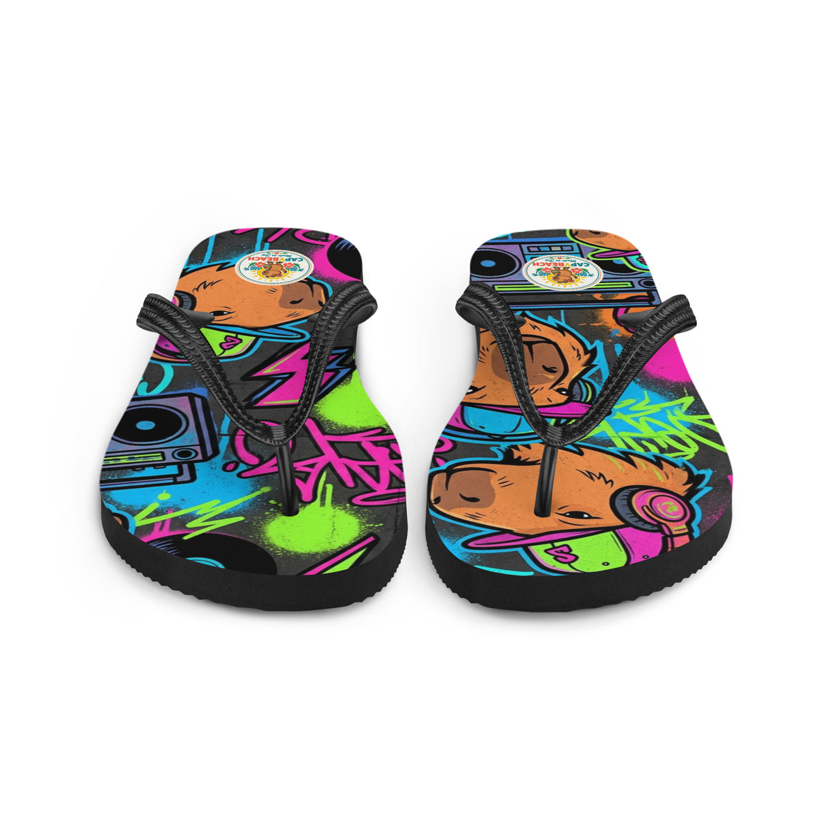 Tongs CAPYBEACH STREET Graffiti — motif graffiti fluo et boombox, vue 5